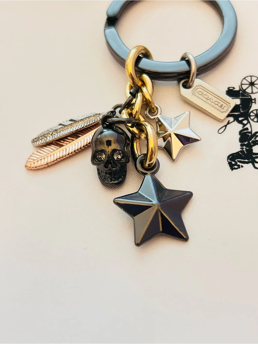 EXTREMELY RARE Coach Charm Skull, Feather, Star, And Tag Keychain/ Bag Charm